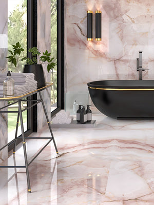 Eunoia Rosa Onyx Porcelain Tile - 1200x600mm