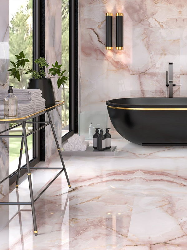 Eunoia Rosa Onyx Porcelain Tile - 1200x600mm