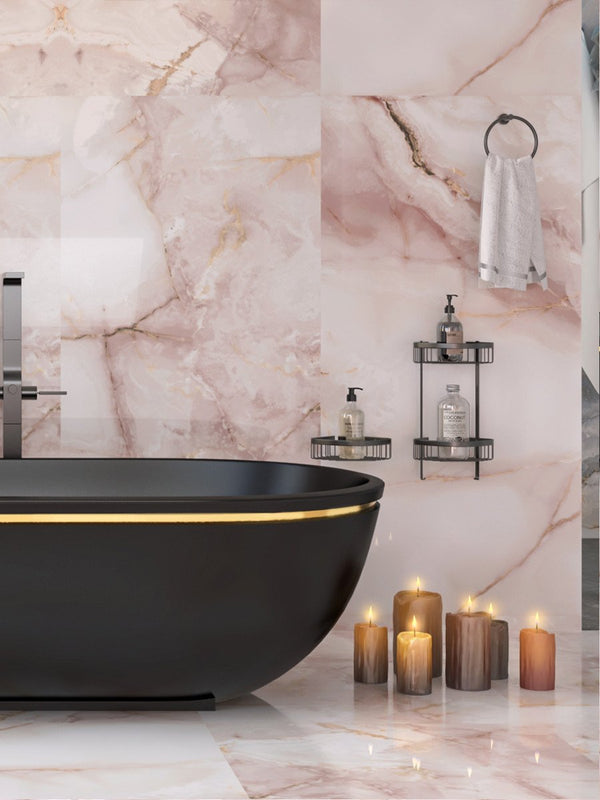 Eunoia Rosa Onyx Porcelain Tile - 1200x600mm