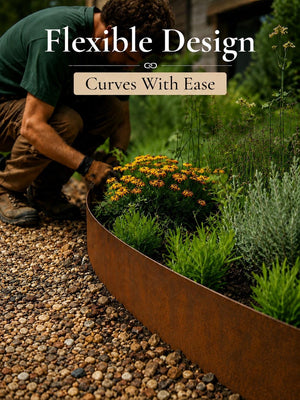 Corten Steel Lawn Edging 1075 x 150mm - Pre-Rusted (Pack of 5 Pcs)