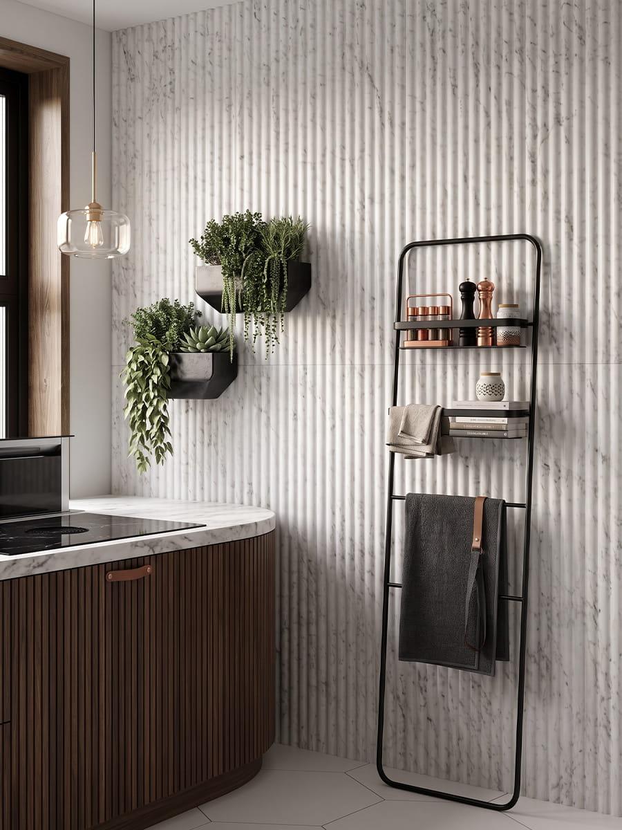 Fluted Marmi Porcelain Tile - 1200x400x12mm