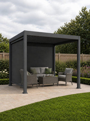 Shadow Nord Steel Pergola in Graphite Grey - 3m x 3m Free Standing