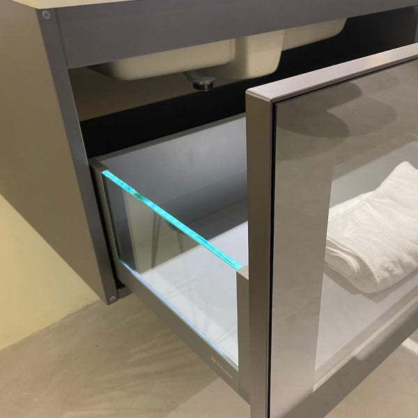 Florence Glass Drawer Vanity With Metal Shelf & Sensor Light - 750mm
