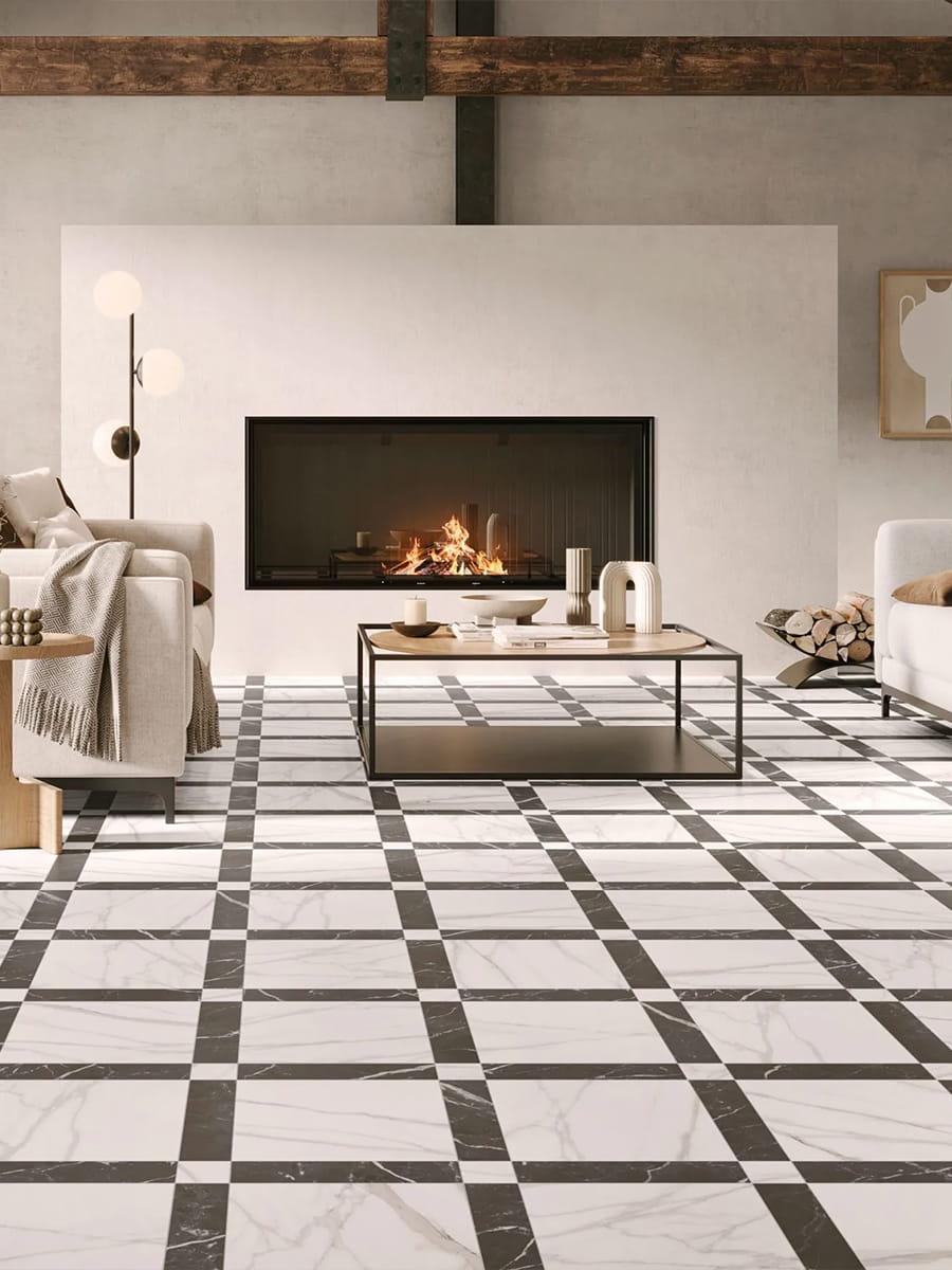 Grace Nero Porcelain Tile - 440x440x10mm