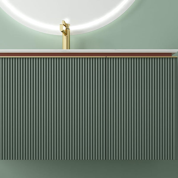 Florence Green Fluted Vanity With Dual Inner Drawer - 800mm
