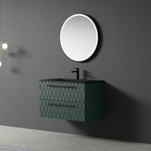 Naples Green Vanity With Matt Black Basin with FREE Aluminium Frame LED Mirror - 800mm
