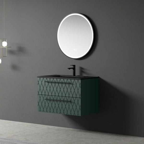 Naples Green Vanity With Matt Black Basin with FREE Aluminium Frame LED Mirror - 800mm
