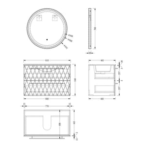 Naples Green Vanity With Matt Black Basin with FREE Aluminium Frame LED Mirror - 800mm
