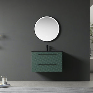 Naples Green Vanity With Matt Black Basin with FREE Aluminium Frame LED Mirror - 800mm
