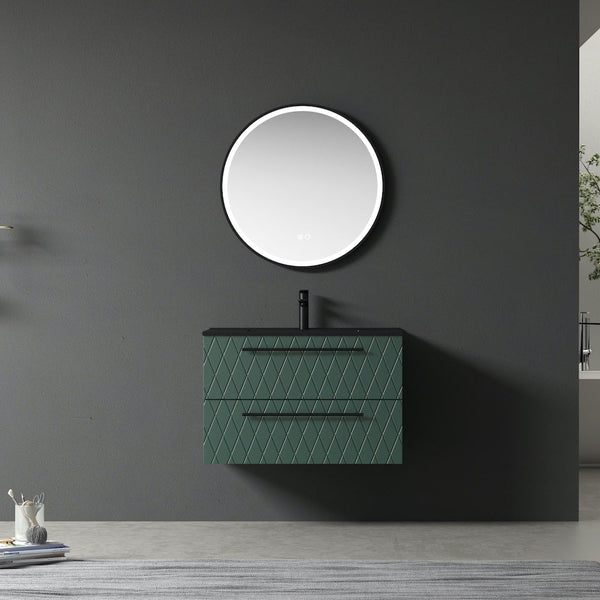 Naples Green Vanity With Matt Black Basin with FREE Aluminium Frame LED Mirror - 800mm
