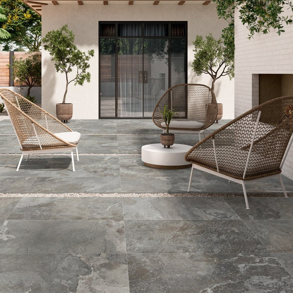 Multi Grey Slate Outdoor Porcelain - Royale Stones