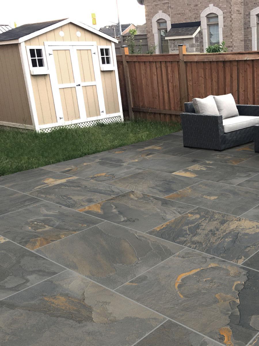 Multi Grey Outdoor Porcelain Tiles - 900x600x16mm