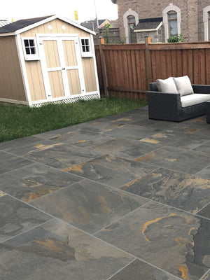 Multi Grey Outdoor Porcelain Tiles - 900x600x16mm