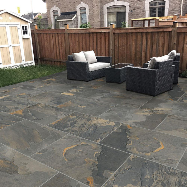 Multi Grey Outdoor Porcelain Tiles - 900x600x16mm