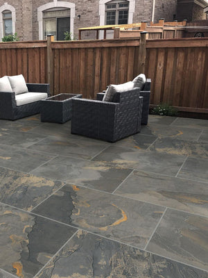 Multi Grey Outdoor Porcelain Tiles - 900x600x16mm