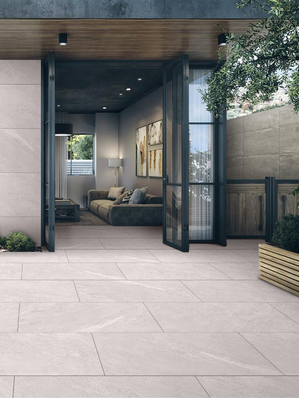 Himalayan White Porcelain Outdoor Paving Tiles- 900x600x16mm