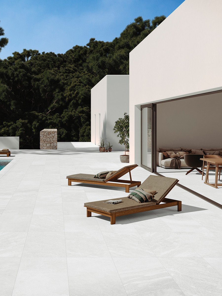 Idemo White Premium Outdoor Porcelain Paving Slabs - 900x600x16mm