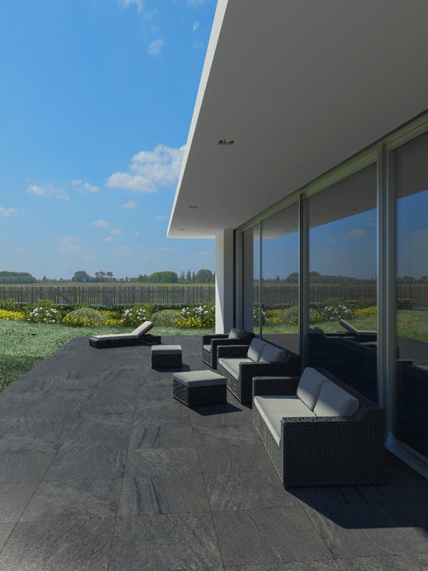 Multi Grey Slate Porcelain Tiles - 600x600x16mm