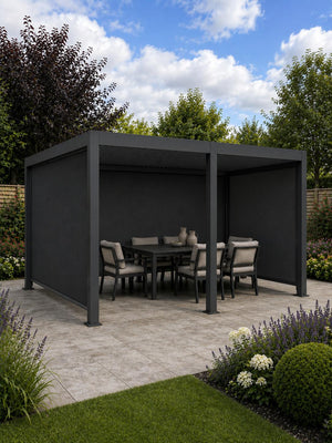 Shadow Nord Steel Pergola in Graphite Grey - 3 x 6m Free Standing