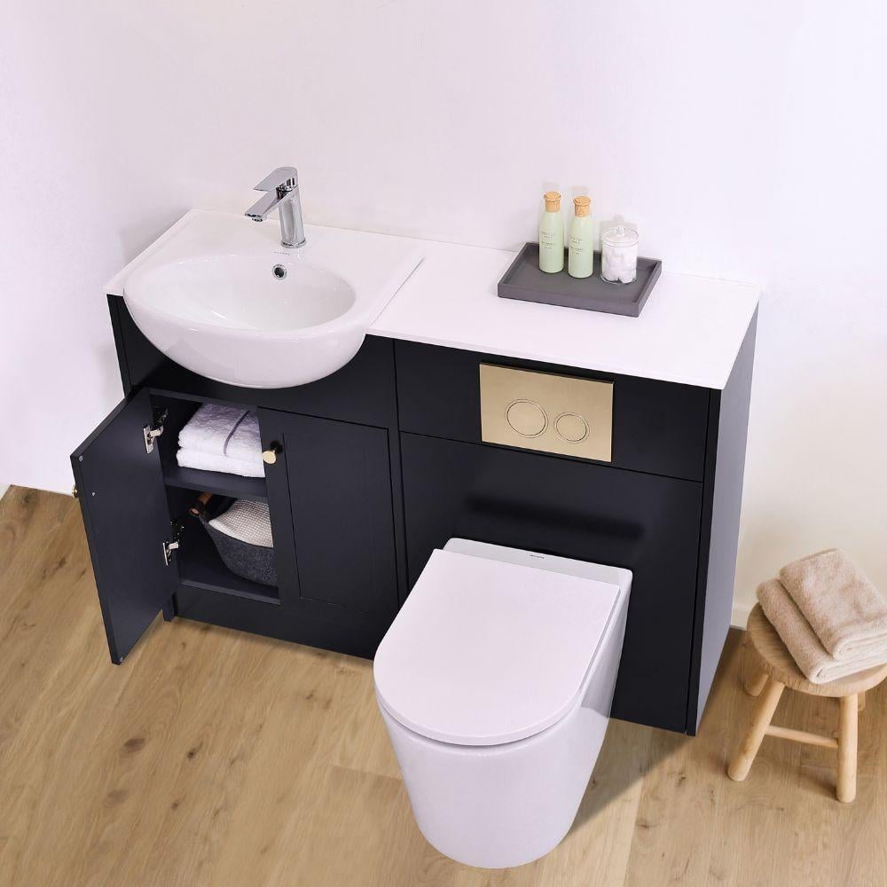 Highland Matt Black Combination Bathroom Suite - Vanity Unit with WC unit & Toilet - 1200mm