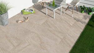 Indiana Beige Outdoor Porcelain Slabs - 1200x600x20mm