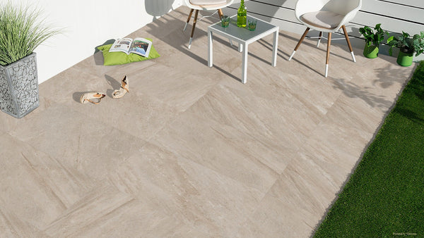Indiana Beige Outdoor Porcelain Slabs - 1200x600x20mm