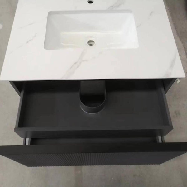 Florence Anthracite Fluted Vanity With Dual Inner Drawer - 800mm
