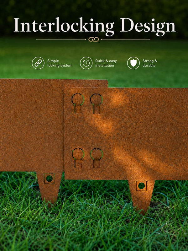 Corten Steel Lawn Edging 1075 x 150mm - Pre-Rusted (Pack of 5 Pcs)