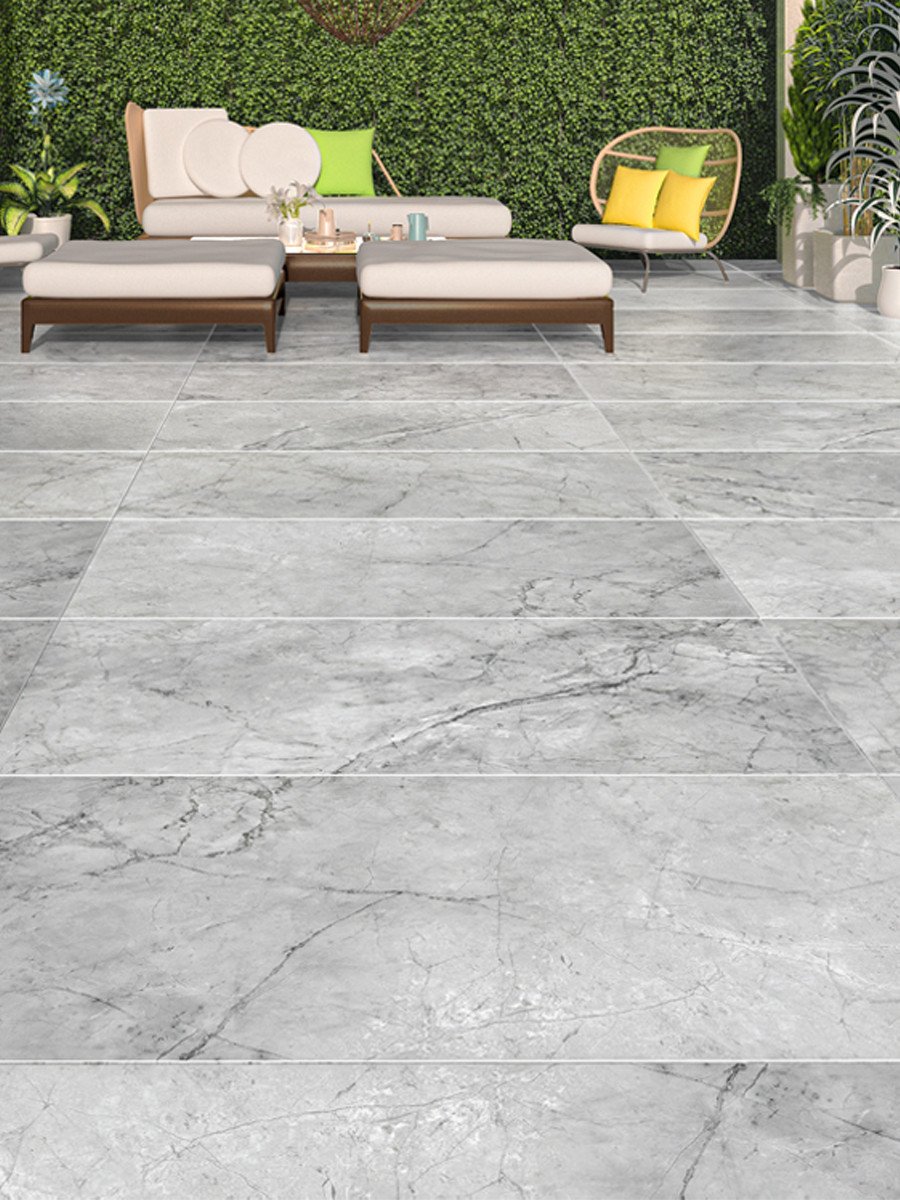 Invisible Grey Outdoor Porcelain Paving Slabs - 1200x600x20mm