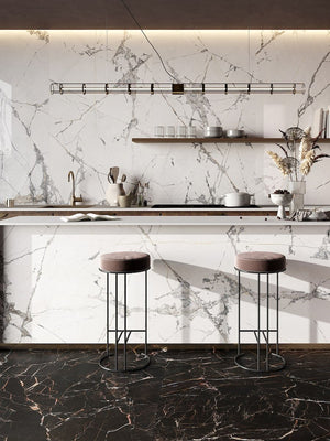 Invisible White Lastre Extra Large Porcelain Tiles - 1200x2800mm
