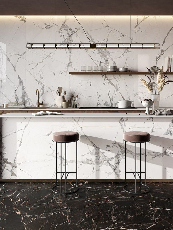 Invisible White Lastre Extra Large Porcelain Tiles - 1200x2800mm
