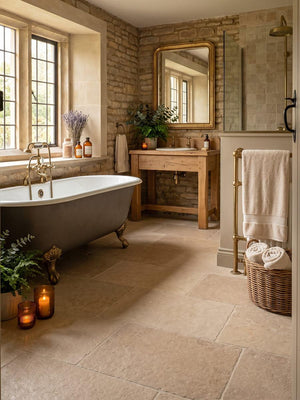 Jersey Beige Antique Chiselled Edge Porcelain Tile - 900x600x9.5mm
