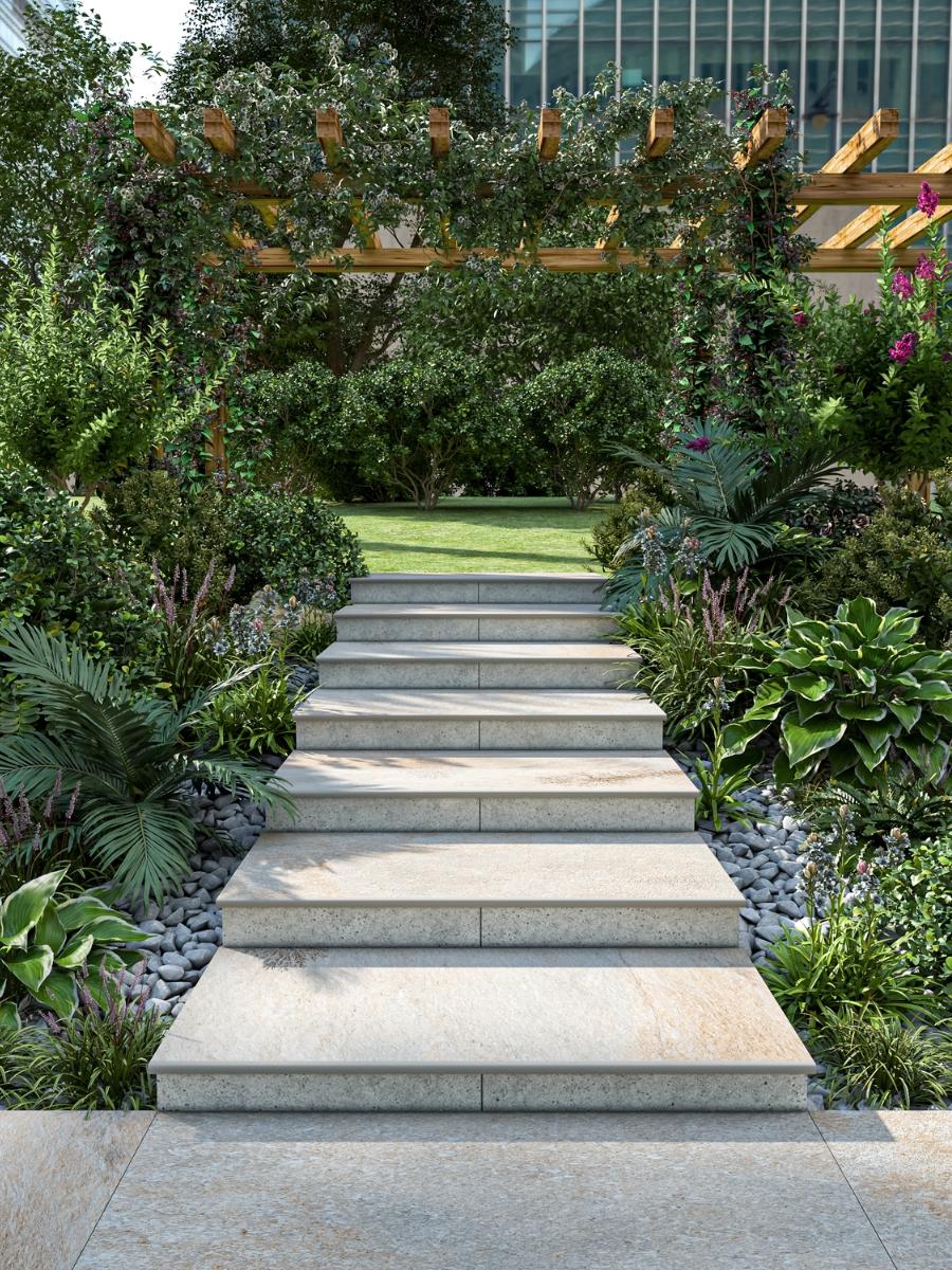 Jurassic Quartzite Porcelain Bullnose Tiles - 900x300x20mm