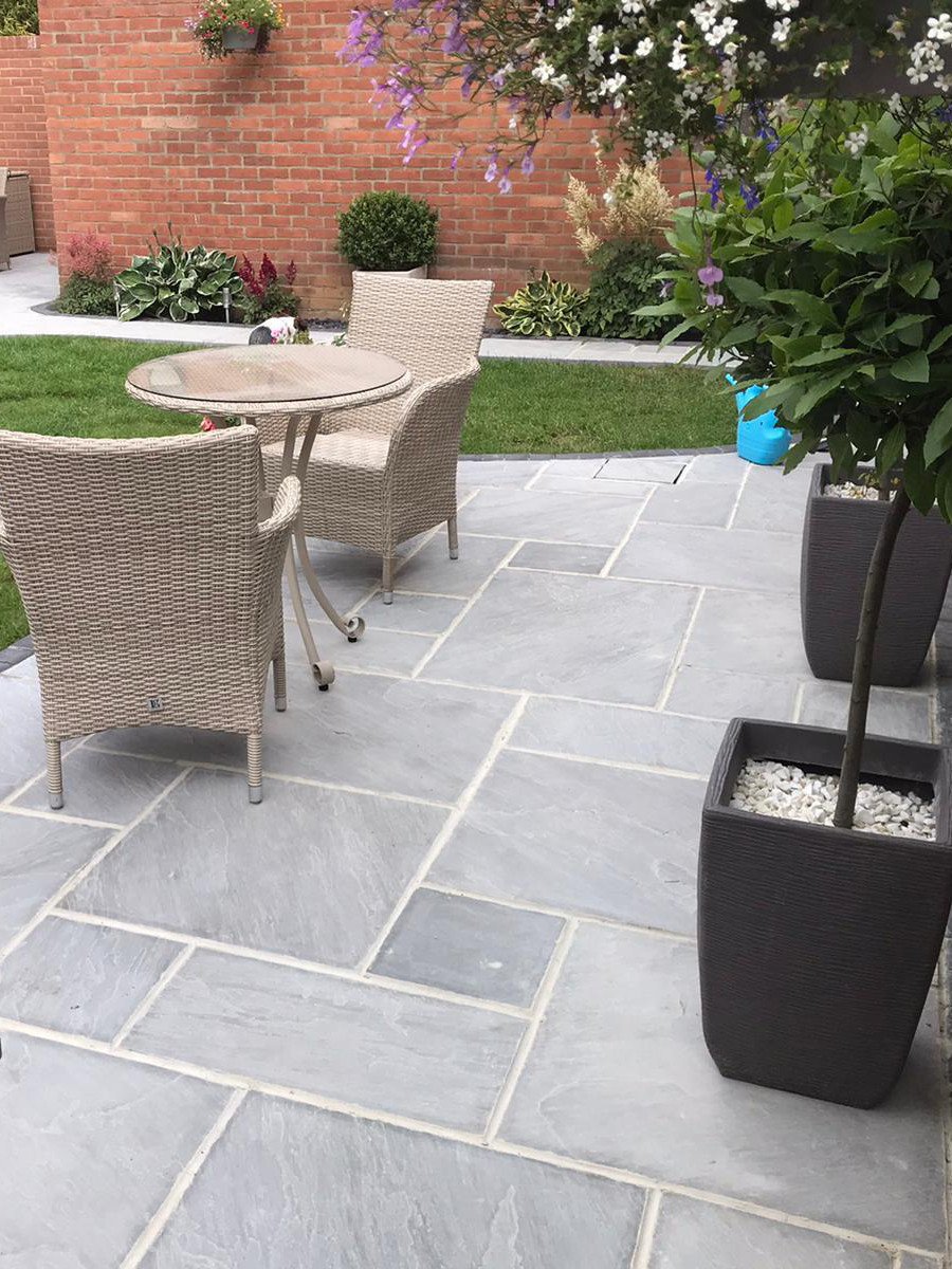 Kandla Grey Indian Sandstone Paving Slabs - Mix Size Patio Pack