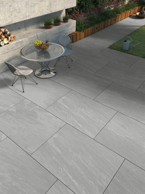 Kandla Grey Outdoor Porcelain Paving Slabs - 900x600 Pack