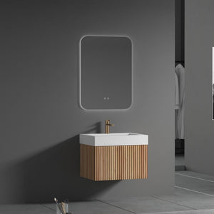London Solid Wood Fluted Bathroom Vanity With Stone Basin - 600mm
