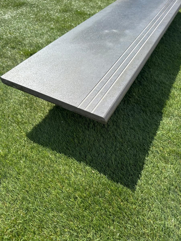 Luna Ash Porcelain Bullnose Tiles - 1200x300x20mm