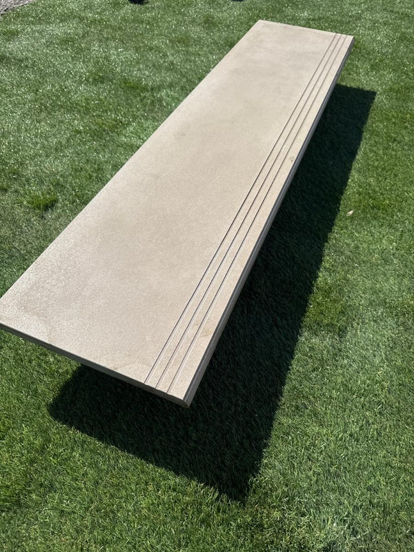 Luna Sand Porcelain Bullnose Tiles - 1200x300x20mm