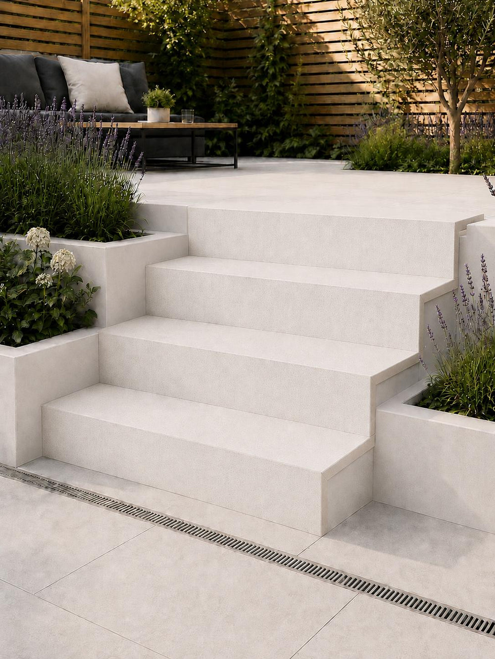 Luna White Drop Face for Steps, Coping & Pool Edging - 1200x400x100mm