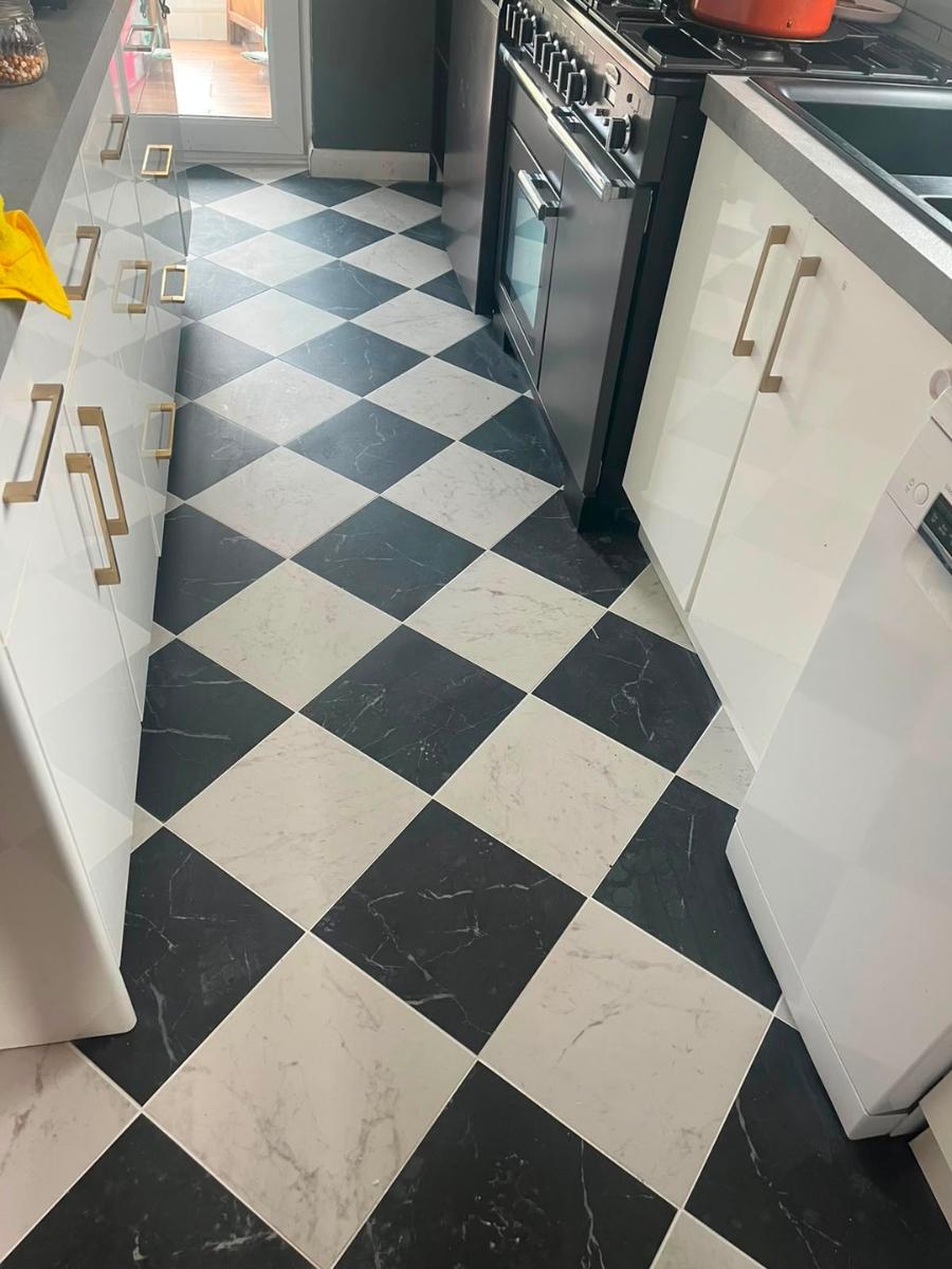 Lusso Carrara + Lusso Nero Checkerboard Porcelain Tiles - 300x300mm