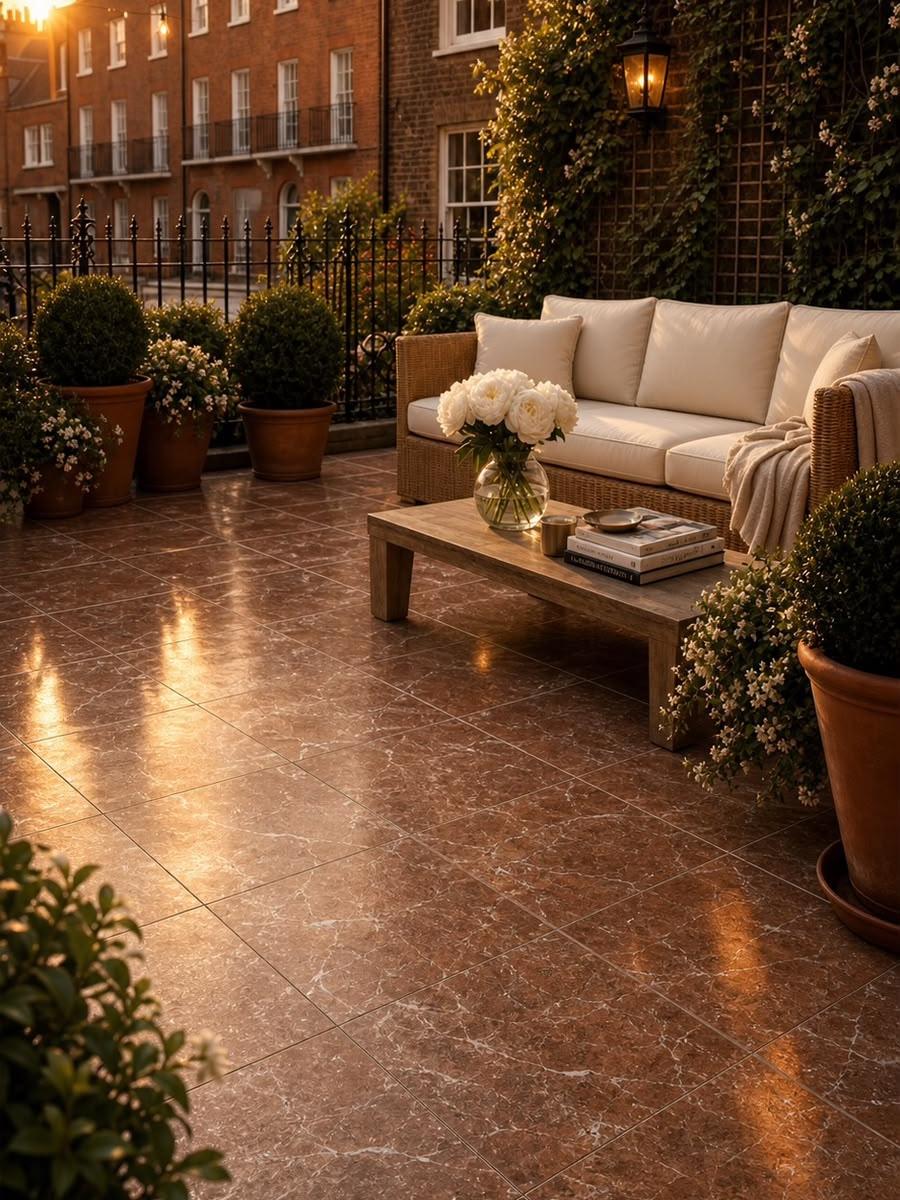 Lusso Rosso Outdoor Porcelain Paving Slabs - 300x300x20mm
