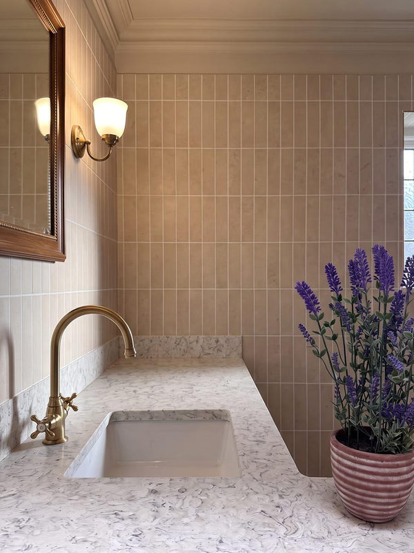Lutezia Beige Limestone Paver Effect Porcelain - 48x200mm