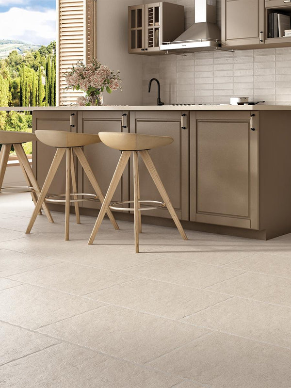 Lyon Limestone Antique Chiselled Edge Porcelain Tile - 900x600x9.5mm