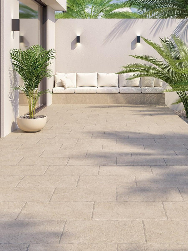 Lyon Limestone Antique Chiselled Edge Porcelain Slab - 905x605x20mm