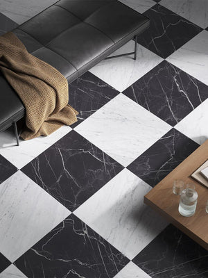 Majestic Carrara Italian Marble Effect Porcelain Tile - 300x300x9mm