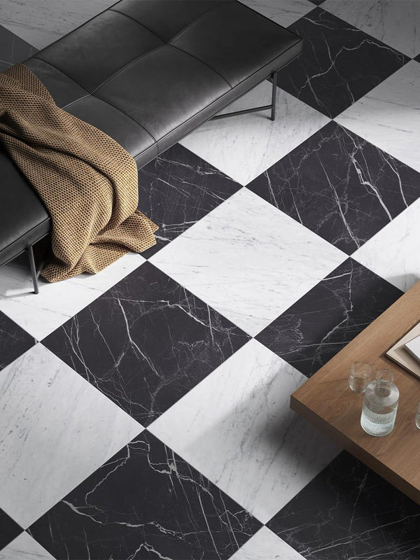 Majestic Carrara Italian Marble Effect Porcelain Tile - 300x300x9mm