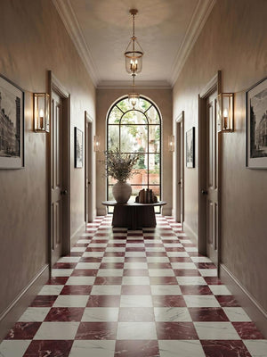 Majestic Rosso Levanto Italian Marble Effect Porcelain Tile - 300x300x9mm