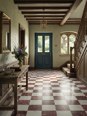 Majestic Rosso Levanto Italian Marble Effect Porcelain Tile - 300x300x9mm