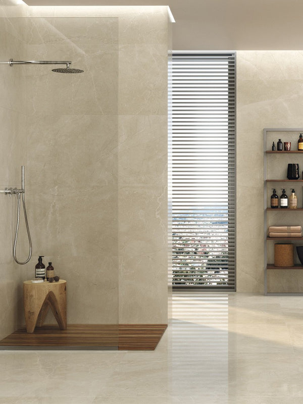 Marfil Ivory XXXL Polished Gloss Porcelain Wall & Floor Tiles - 1200x600(mm)