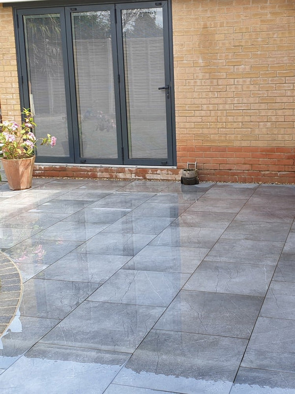 Marmo Anthricita Marble Effect Outdoor Porcelain Paving Slabs - 600x600 Pack